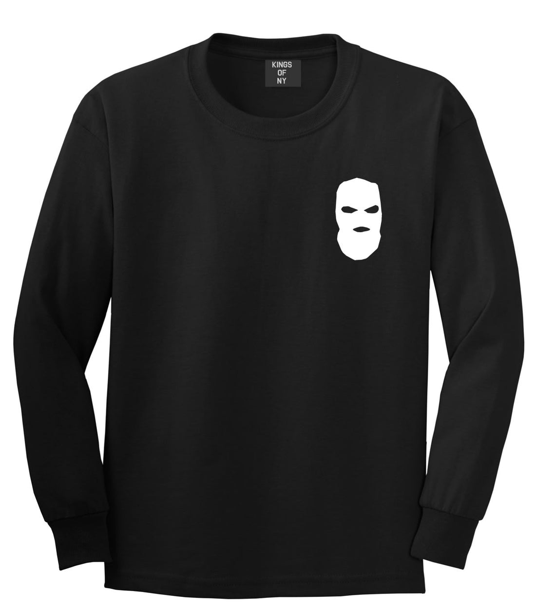 Ski Mask Way Robber Chest Logo Long Sleeve T-Shirt in Black By Kings Of NY