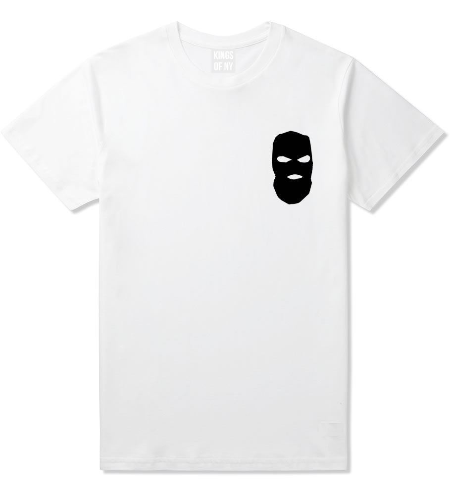Ski Mask Way Robber Chest Logo Boys Kids T-Shirt in White By Kings Of NY