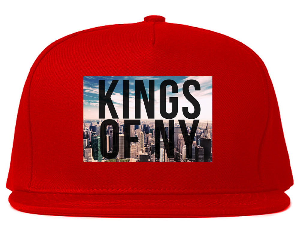 New York Skyline Snapback Hat in Red by Kings Of NY