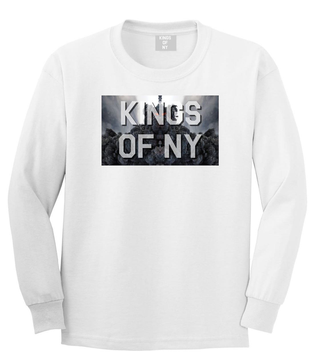Smoke Cloud End Of Days Kings Of NY Logo Long Sleeve T-Shirt in White By Kings Of NY
