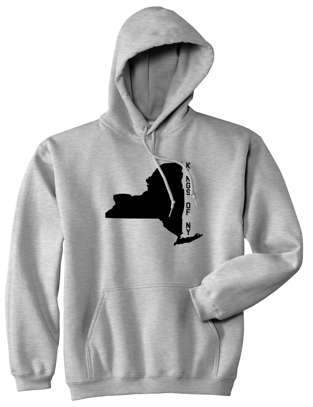 New York State Shape Pullover Hoodie in Grey By Kings Of NY
