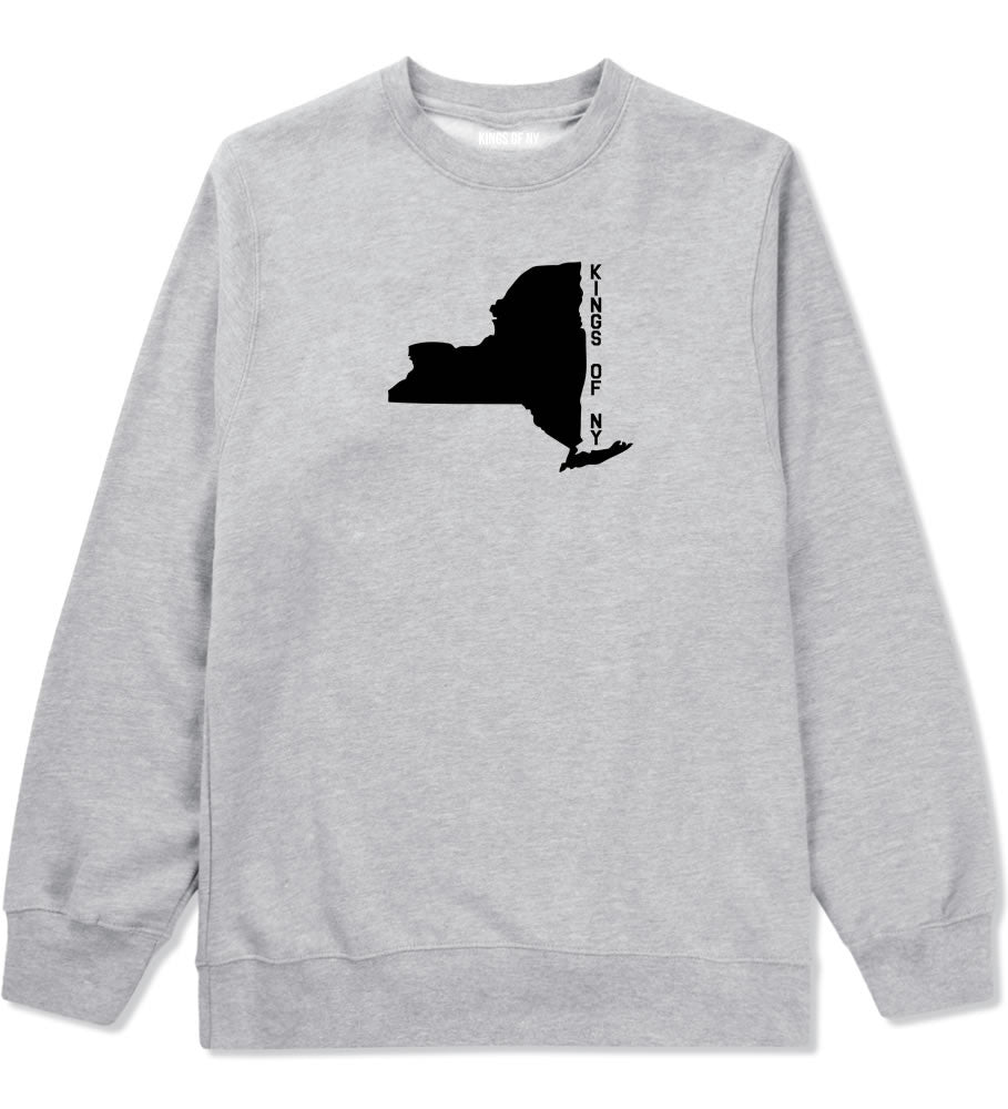 New York State Shape Crewneck Sweatshirt in Grey By Kings Of NY
