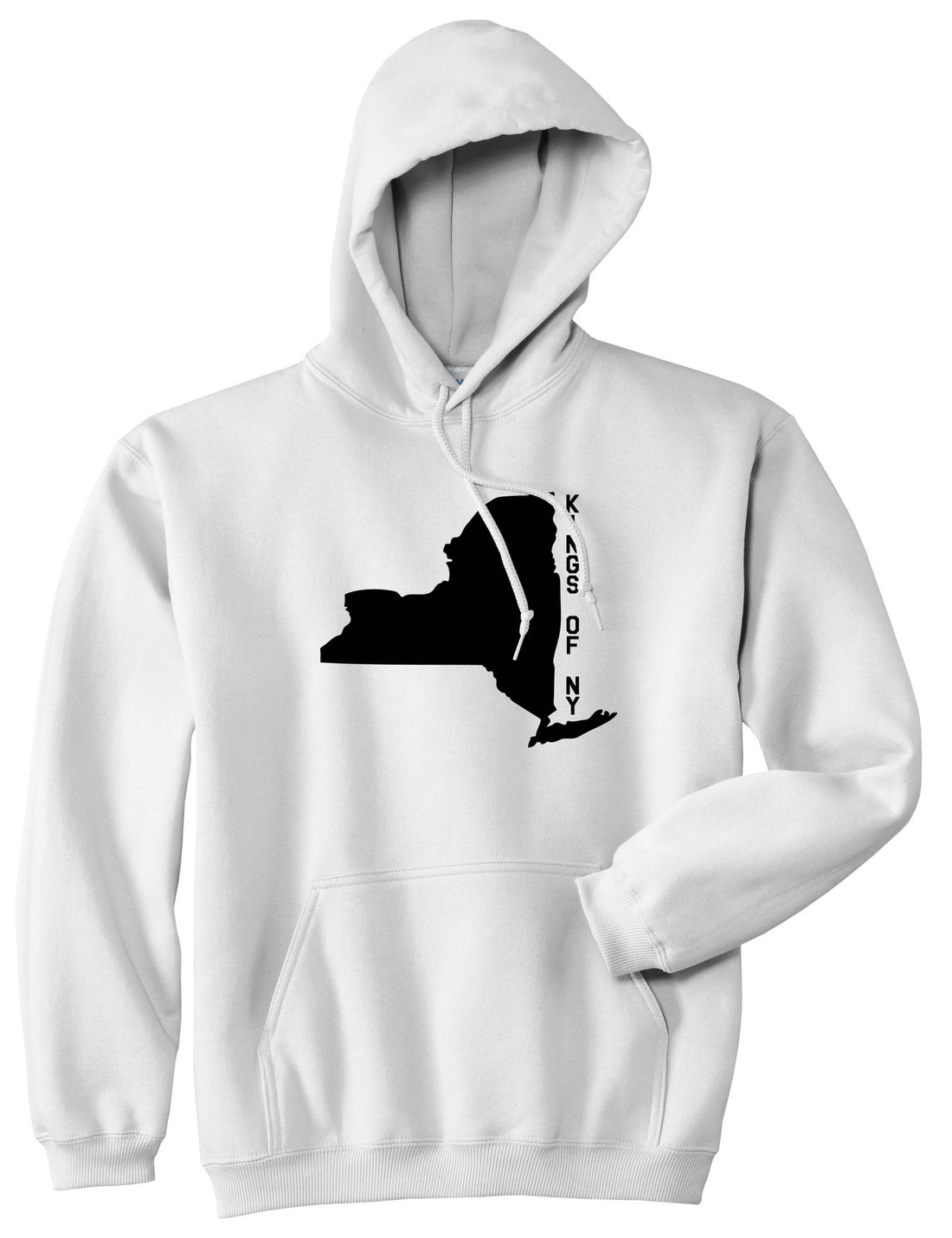 New York State Shape Pullover Hoodie in White By Kings Of NY