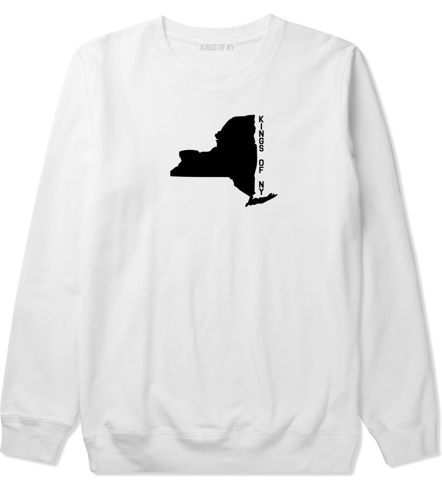 New York State Shape Crewneck Sweatshirt in White By Kings Of NY
