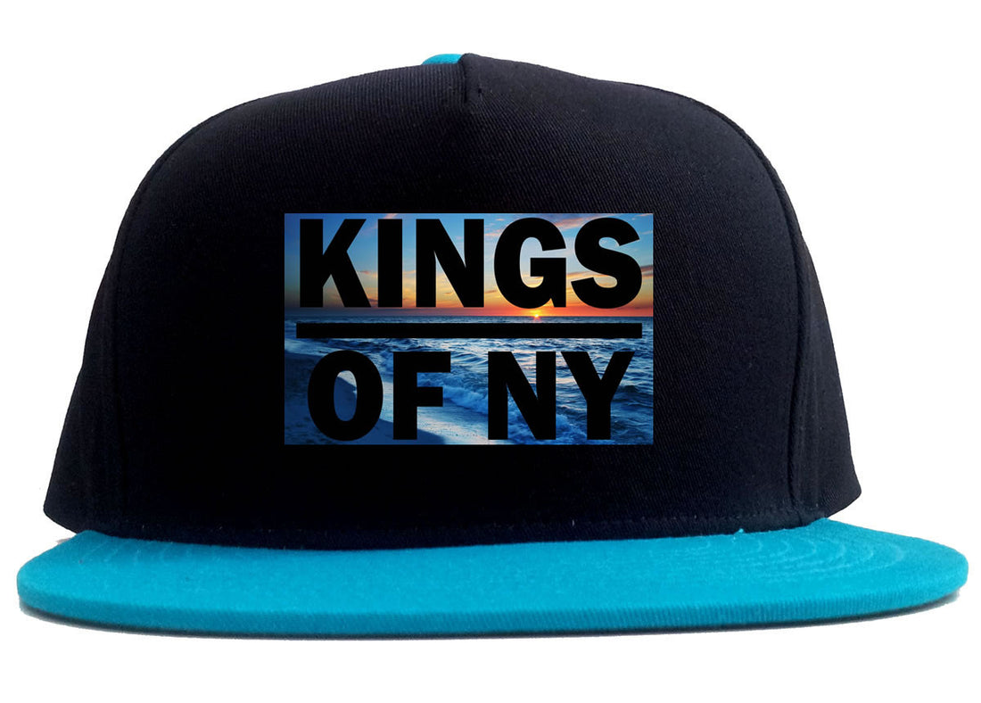 Sunset Logo 2 Tone Snapback Hat in Black and Blue by Kings Of NY
