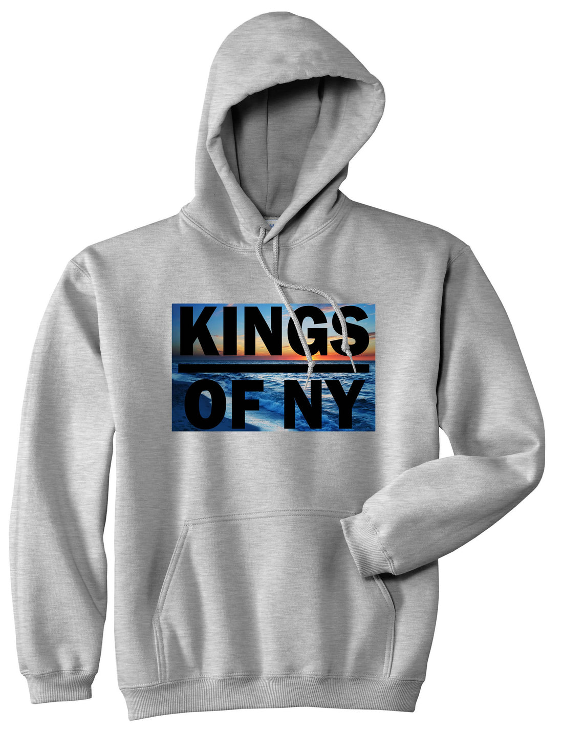 Sunset Logo Pullover Hoodie Hoody in Grey by Kings Of NY