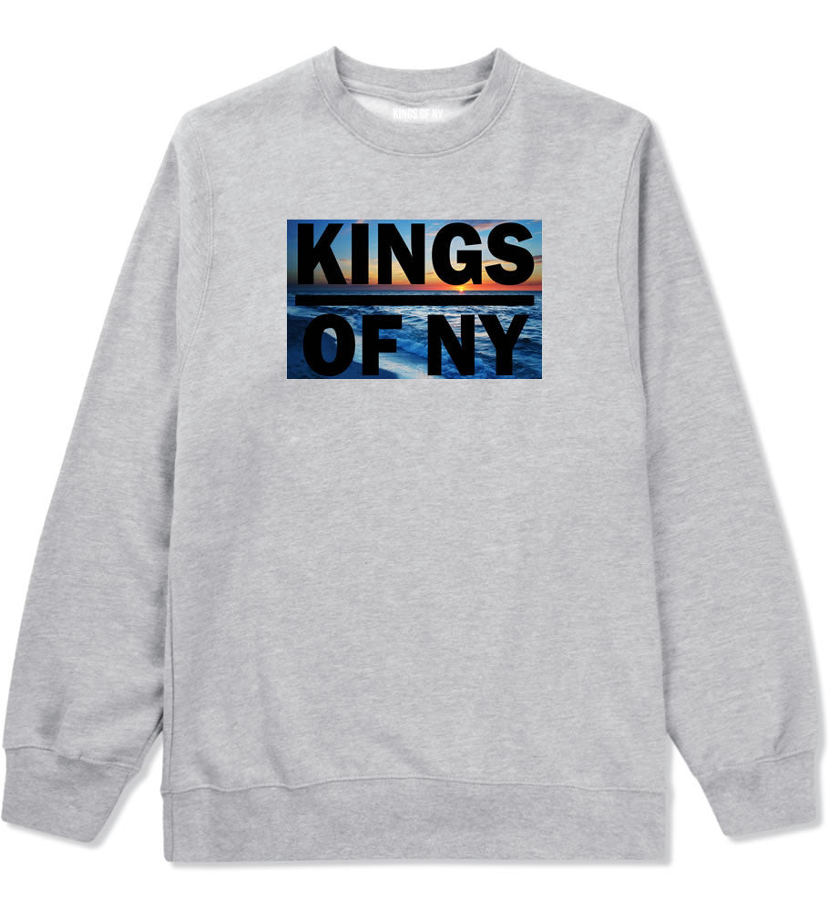 Sunset Logo Boys Kids Crewneck Sweatshirt in Grey by Kings Of NY