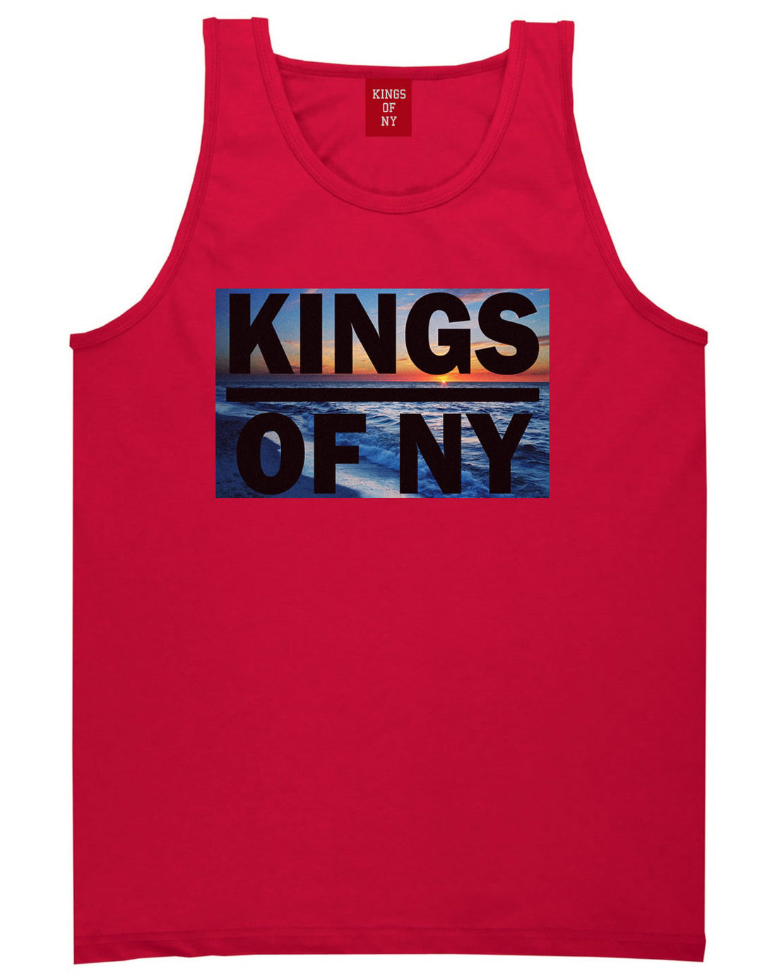Sunset Logo Tank Top in Red by Kings Of NY