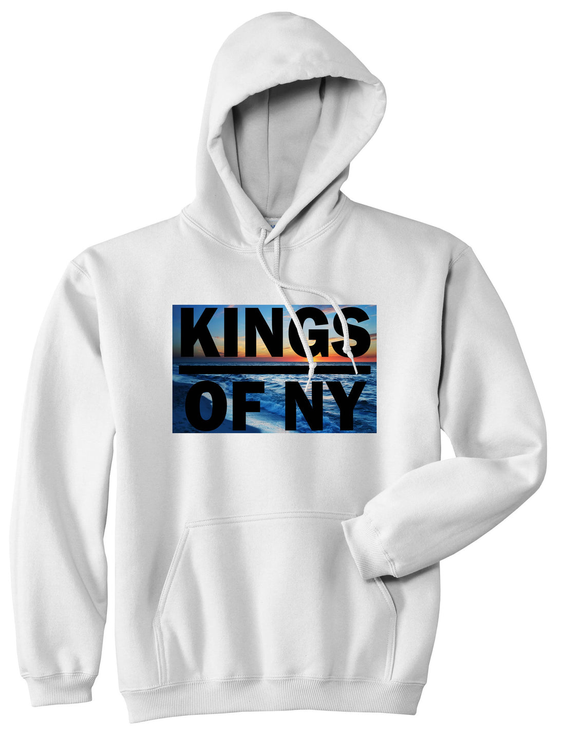 Sunset Logo Boys Kids Pullover Hoodie Hoody in White by Kings Of NY