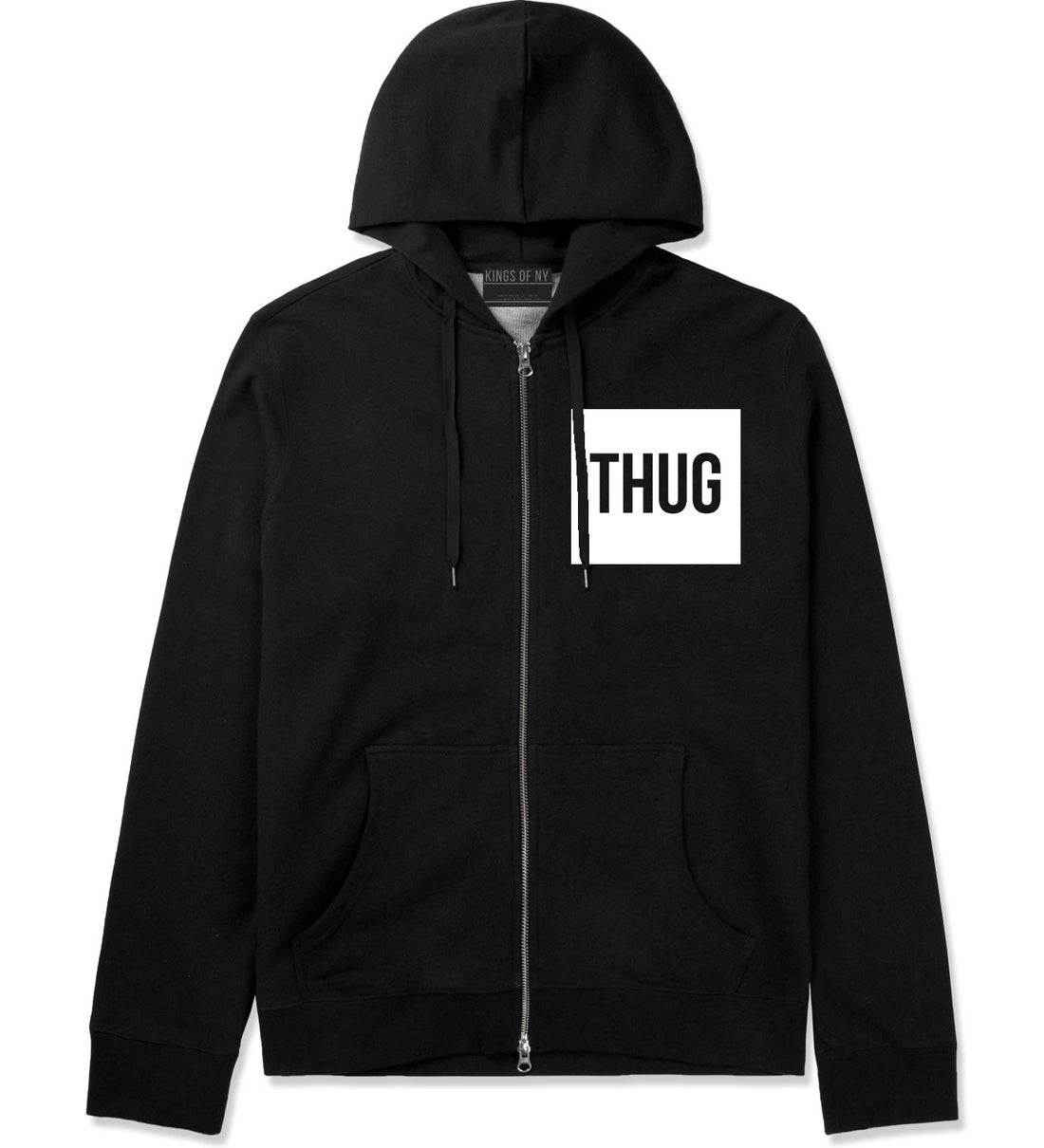 Thug Gangsta Box Logo Zip Up Hoodie Hoody in Black by Kings Of NY