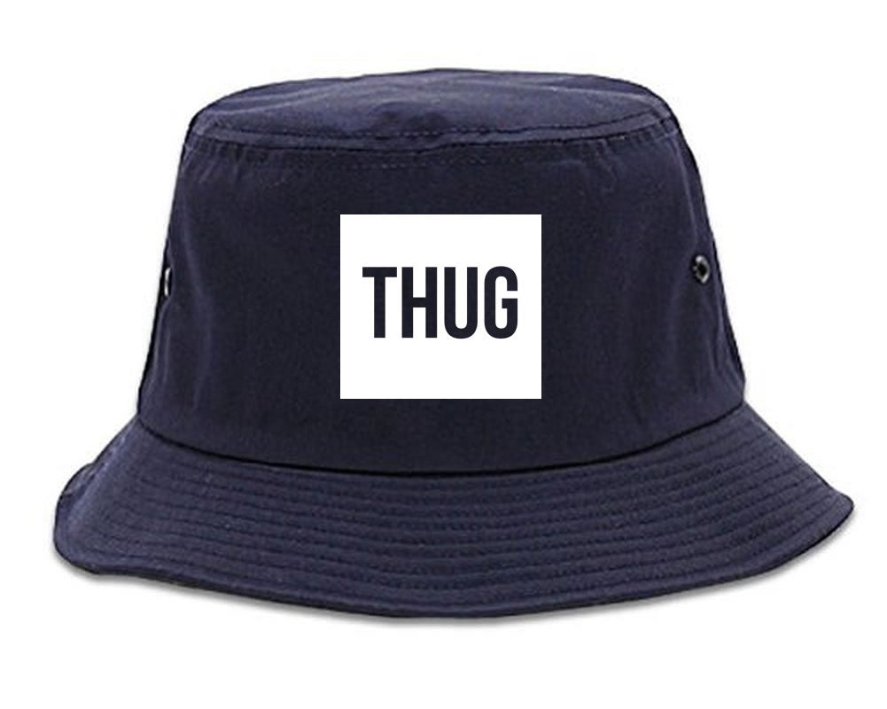 Thug Gangsta Box Logo Bucket Hat in Blue by Kings Of NY
