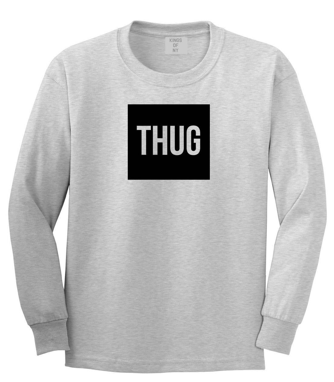 Thug Gangsta Box Logo Boys Kids Long Sleeve T-Shirt in Grey by Kings Of NY
