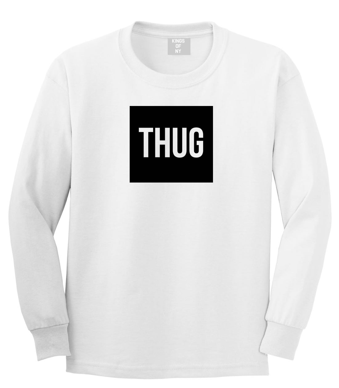 Thug Gangsta Box Logo Boys Kids Long Sleeve T-Shirt in White by Kings Of NY