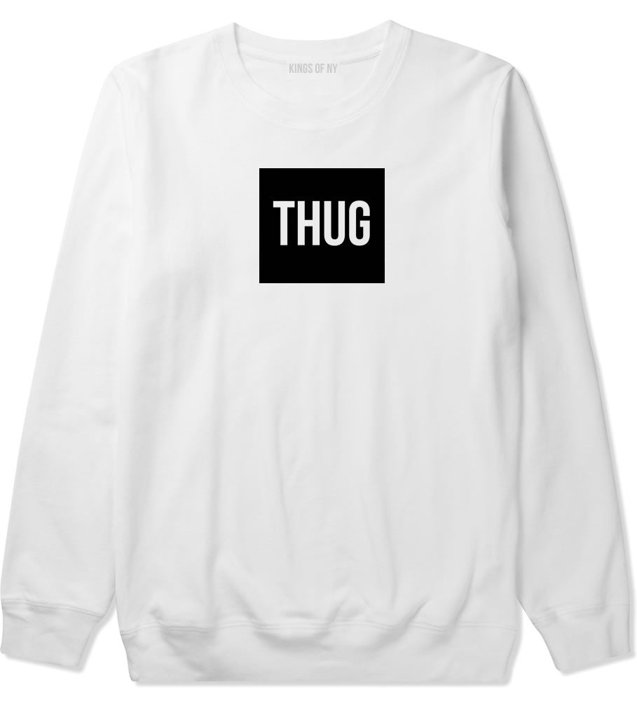 Thug Gangsta Box Logo Boys Kids Crewneck Sweatshirt in White by Kings Of NY