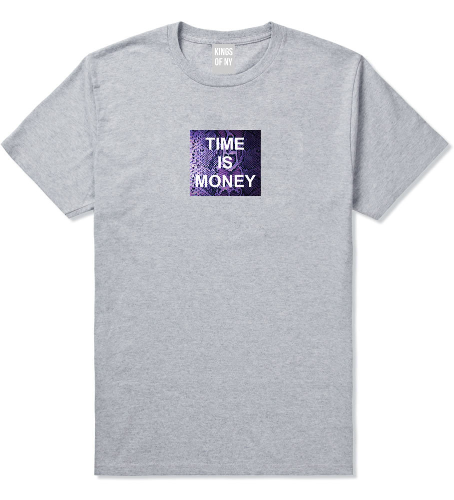 Time Is Money Snakesin Print T-Shirt in Grey By Kings Of NY