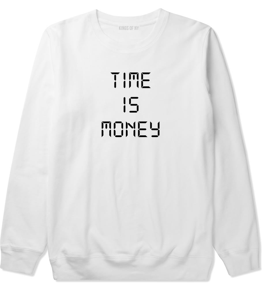 Time Is Money Crewneck Sweatshirt in White By Kings Of NY