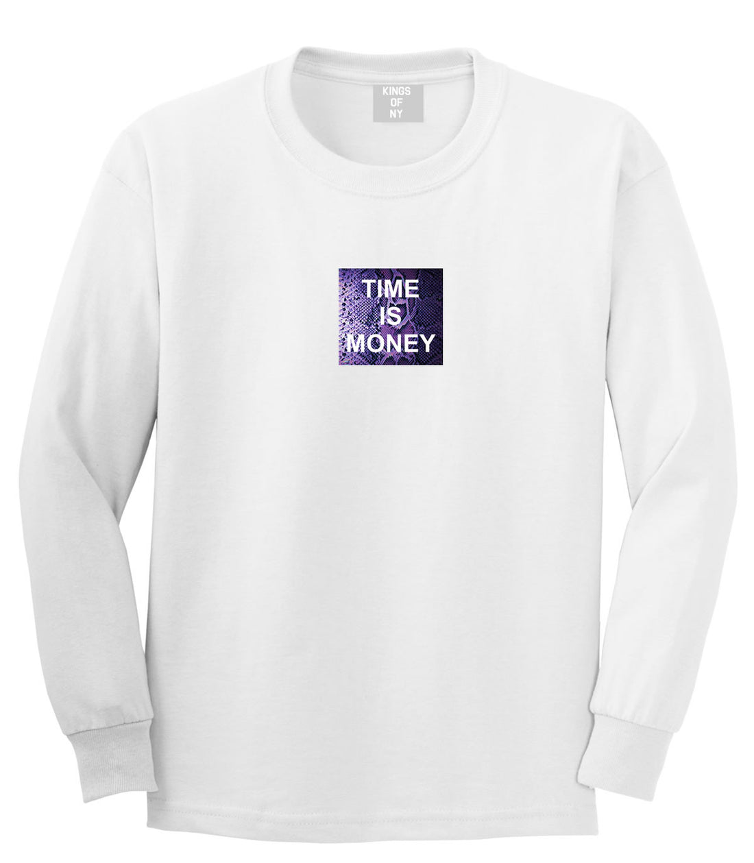 Time Is Money Snakesin Print Long Sleeve T-Shirt in White By Kings Of NY