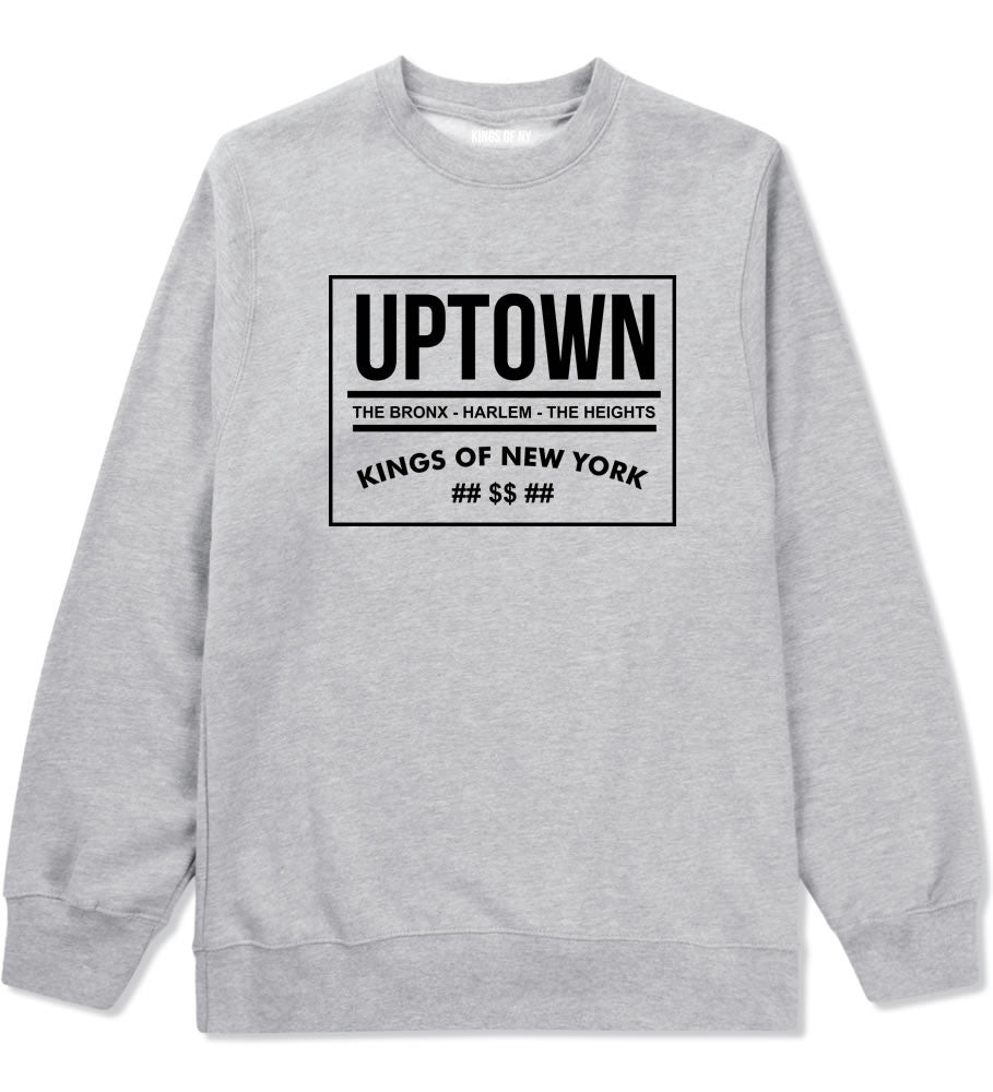 Kings Of NY Uptown Bronx Harlem Washington Heights NYC Crewneck Sweatshirt in Grey
