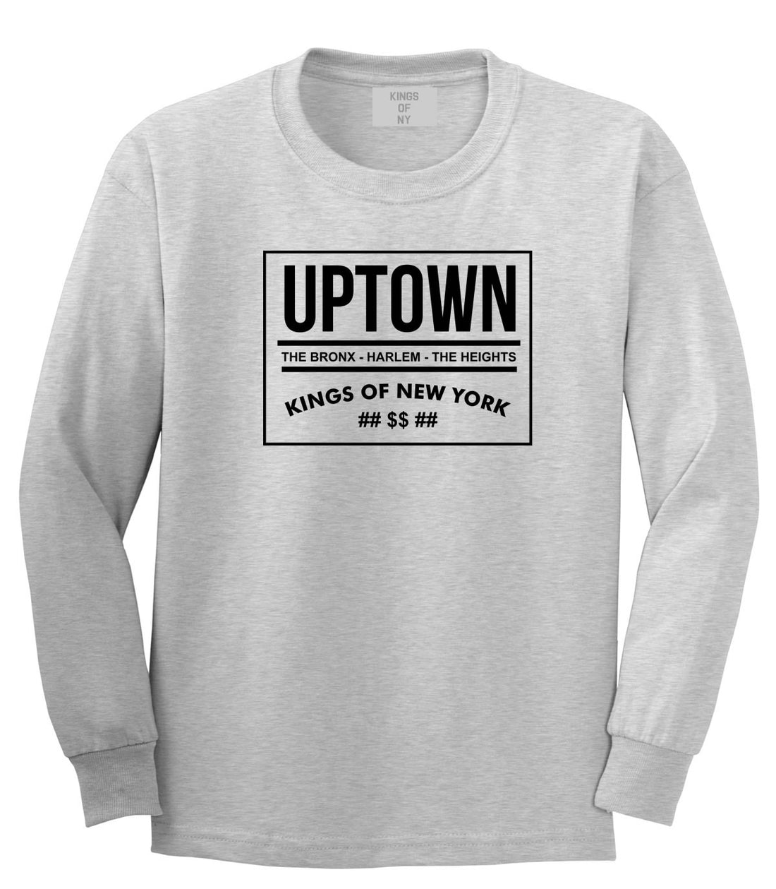 Kings Of NY Uptown Bronx Harlem Washington Heights NYC Long Sleeve T-Shirt in Grey