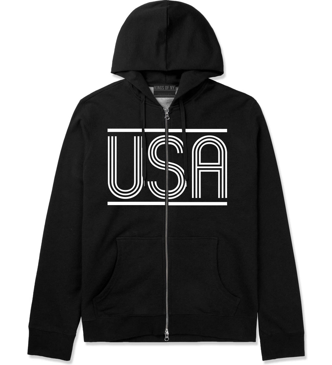 USA America Fall15 Zip Up Hoodie Hoody in Black by Kings Of NY