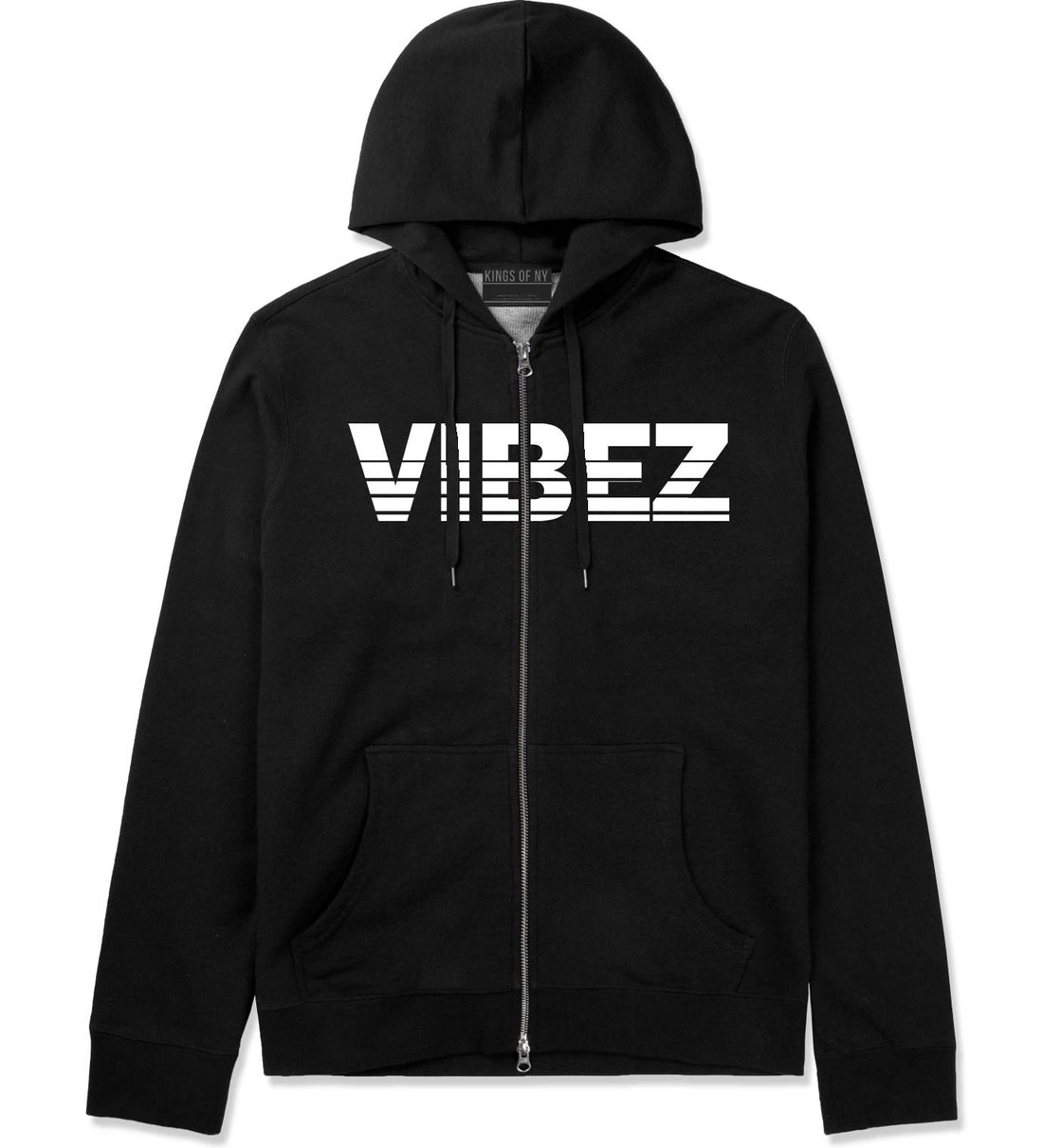 VIBEZ Racing Style Zip Up Hoodie Hoody in Black by Kings Of NY