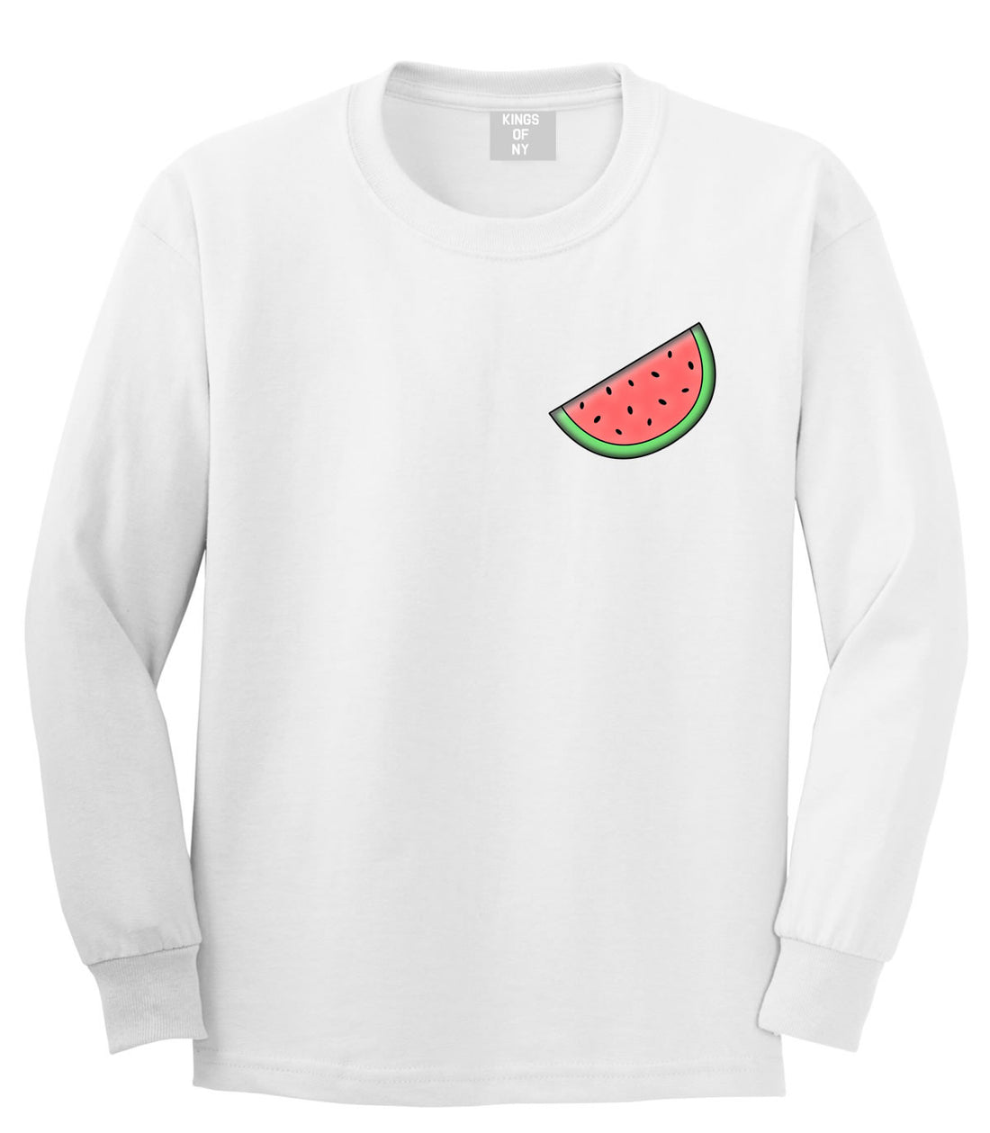 Watermelon Emoji Meme Chest Long Sleeve T-Shirt
