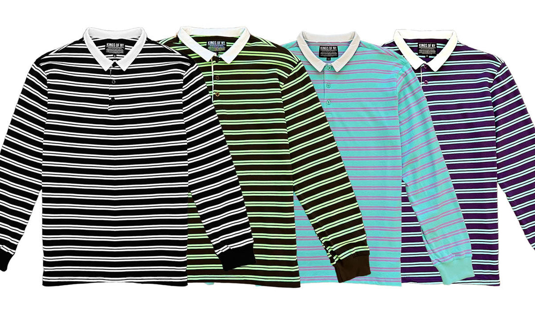 Double Striped Long Sleeve Rugby Shirts