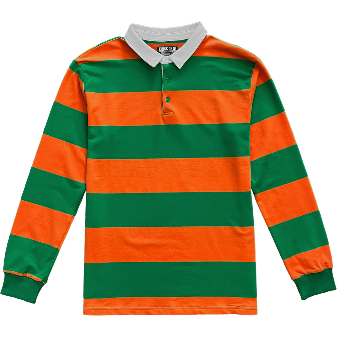 Green And Orange Striped Men's Rugby Shirt