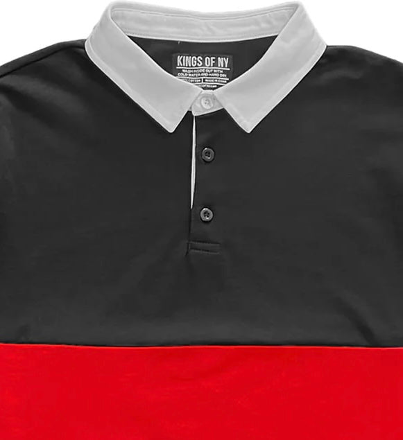 Black and Red Striped Mens Rugby Shirt