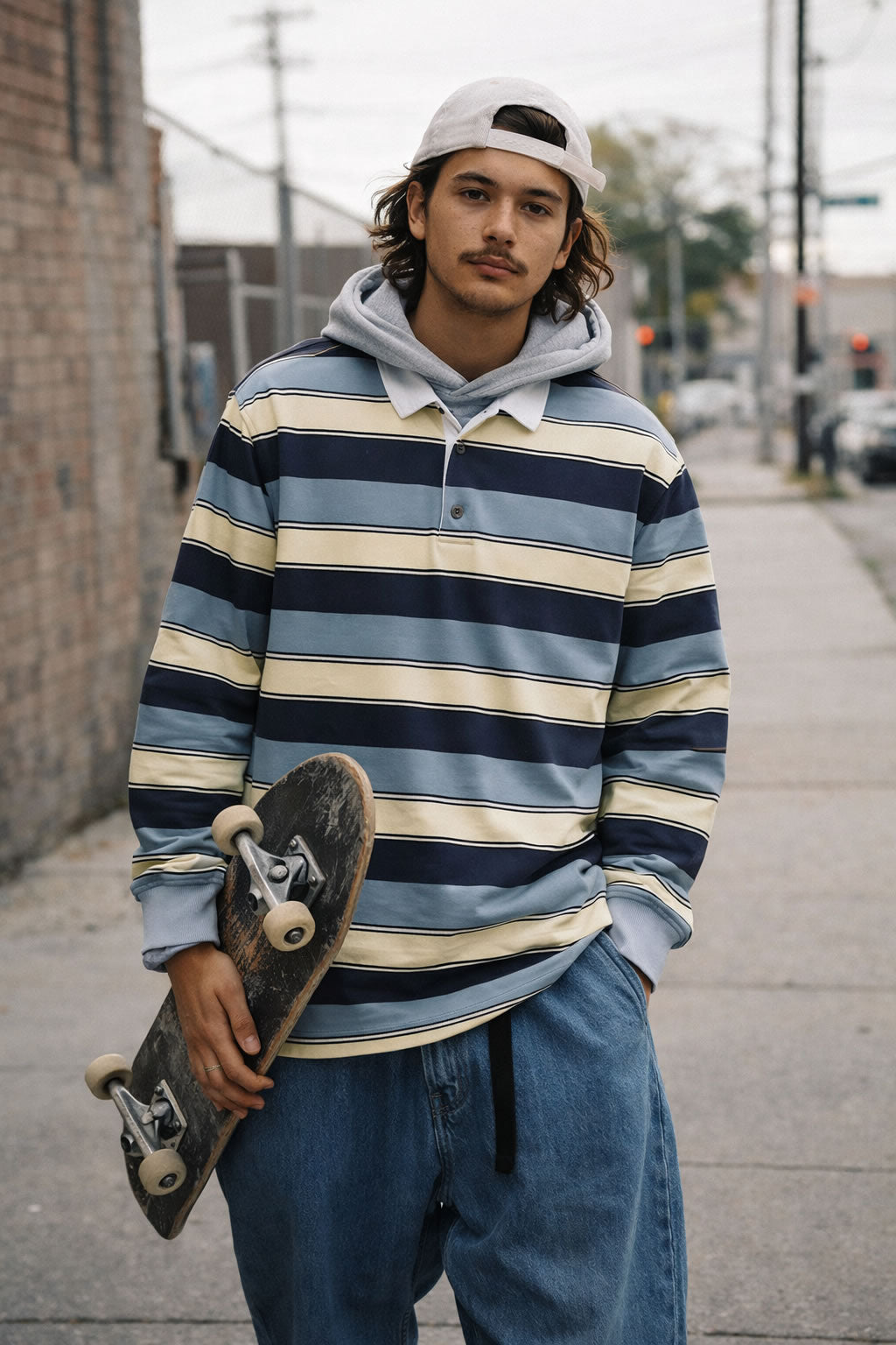 Skater Wearing a Rugby Shirt