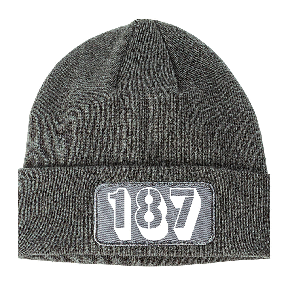 187 Homocide Police Code Winter Knit Adult Beanie Hat Grey