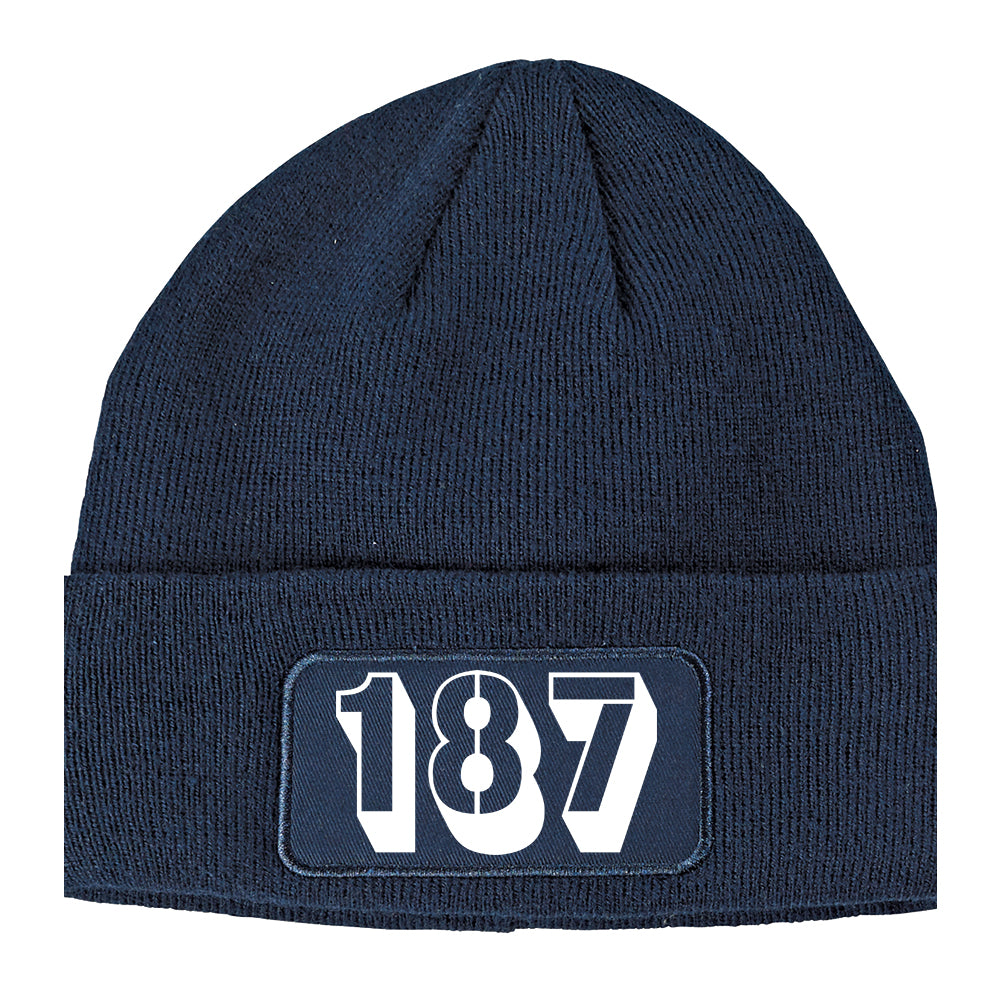 187 Homocide Police Code Winter Knit Adult Beanie Hat Navy Blue