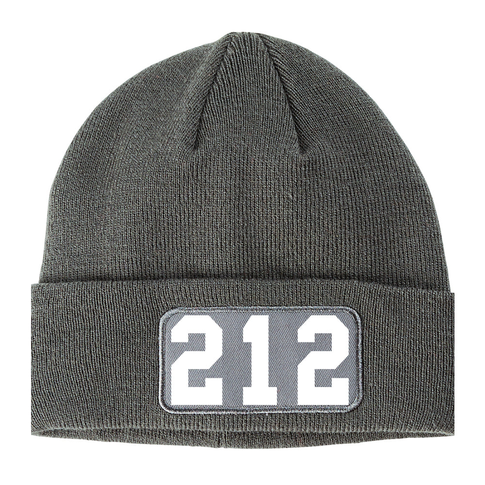 212 Area Code Winter Knit Adult Beanie Hat Grey