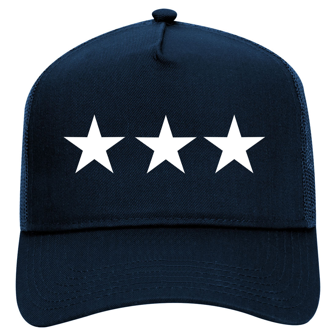 3 Stars Military General Mens Mesh Trucker Hat Navy Blue