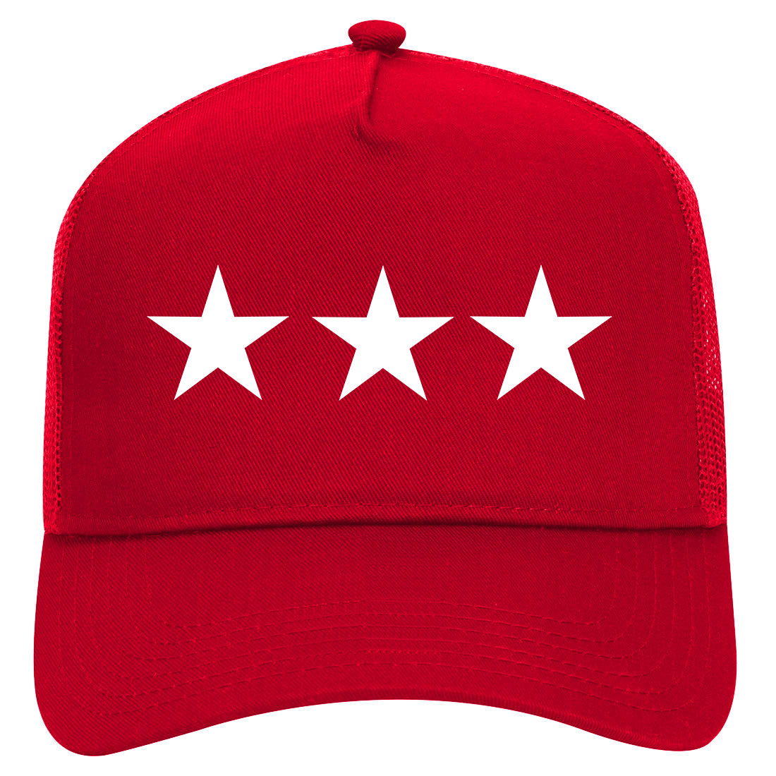 3 Stars Military General Mens Mesh Trucker Hat Red