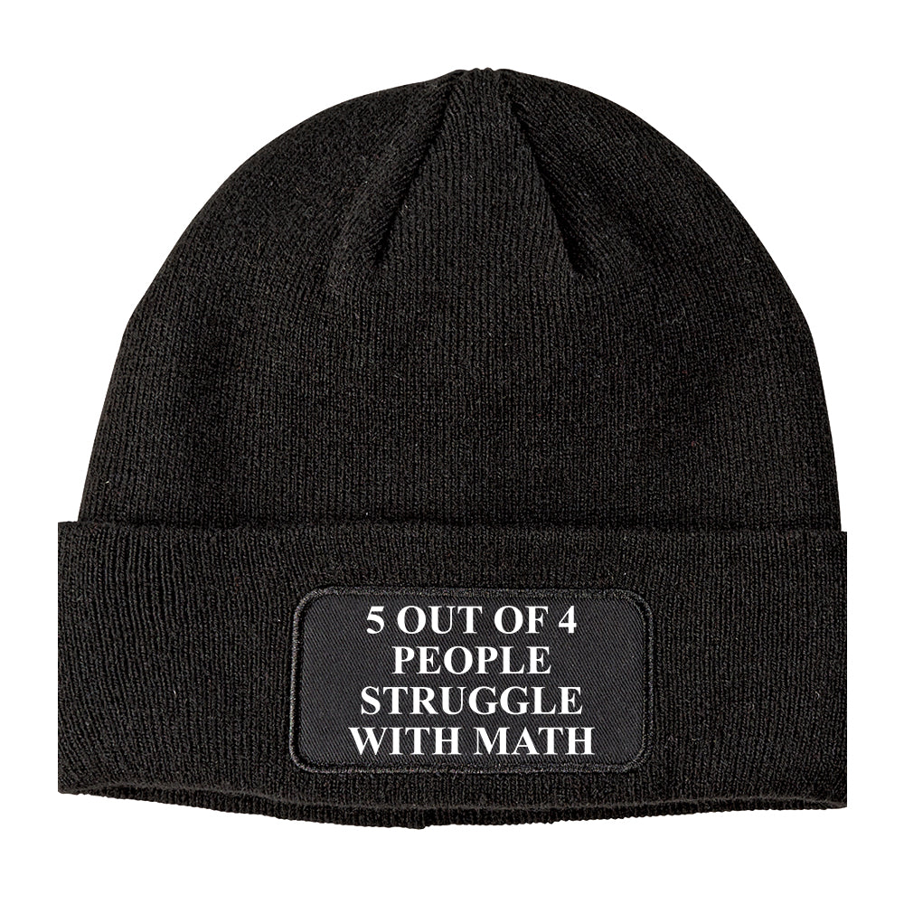5 Of 4 People Struggle With Math Funny Teacher Winter Knit Adult Beanie Hat Black