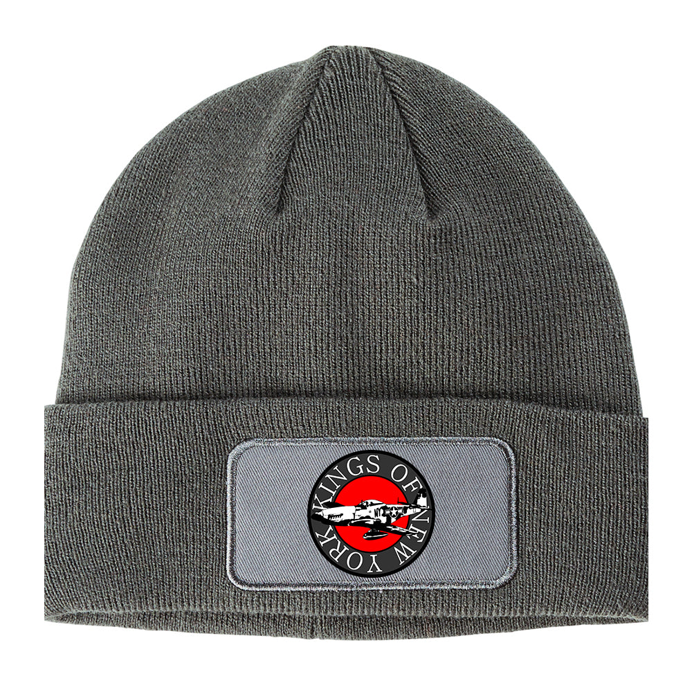 Airplane World War Vintage Winter Knit Adult Beanie Hat Grey