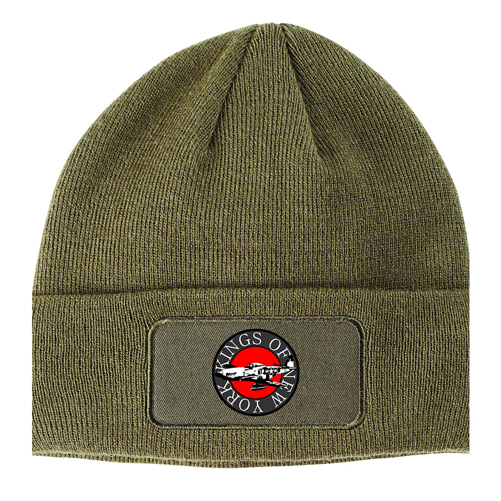 Airplane World War Vintage Winter Knit Adult Beanie Hat Olive Green