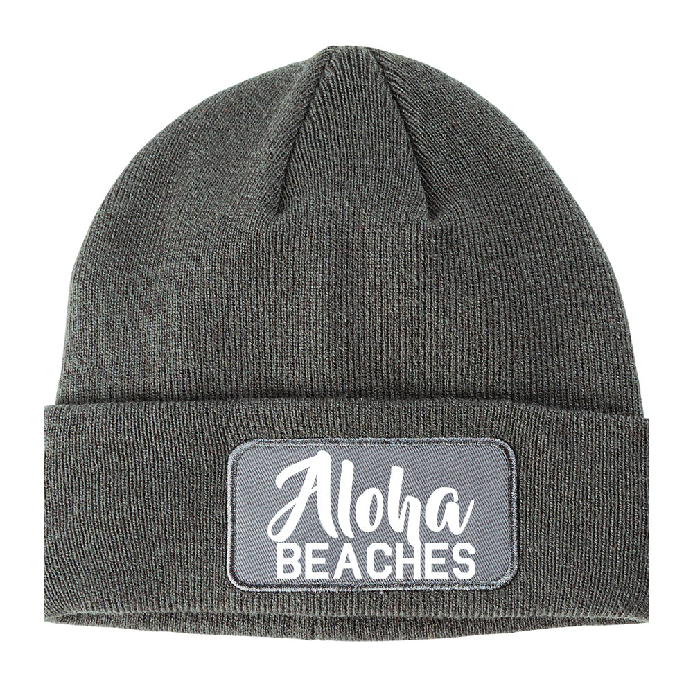 Aloha Beaches Winter Knit Adult Beanie Hat Grey