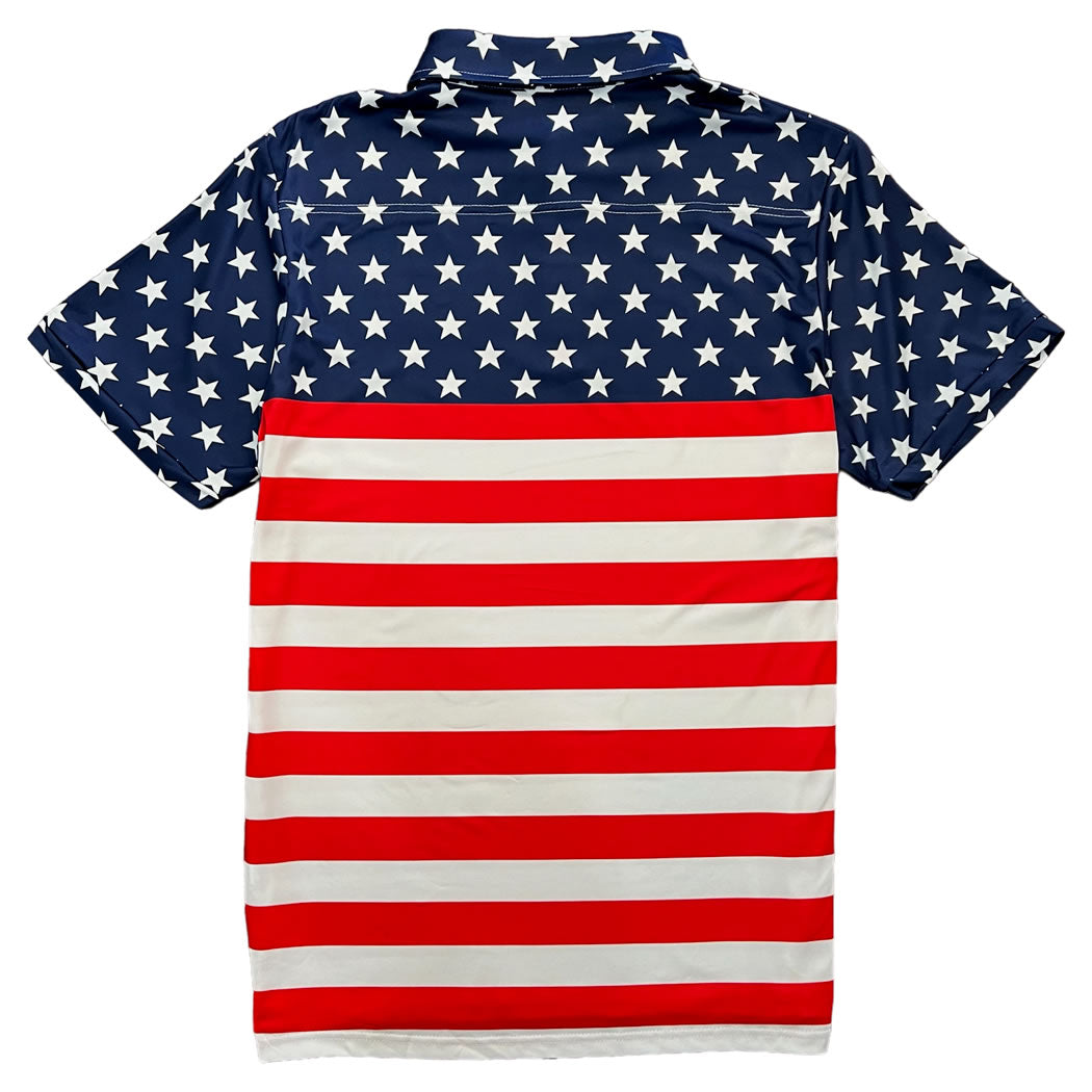 American Flag July 4th Men's Polo Golf Shirt