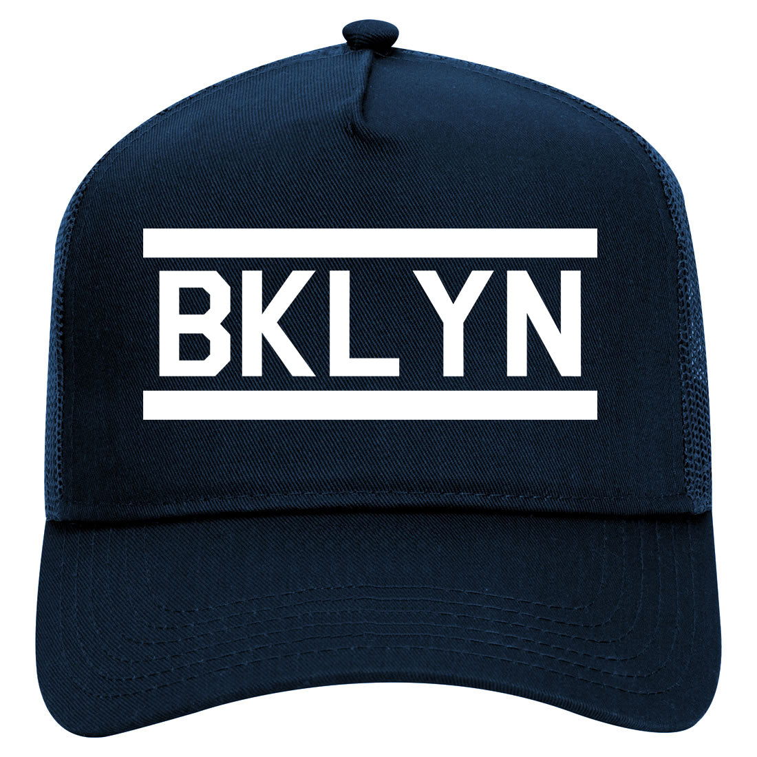 BKLYN Brooklyn Mens Mesh Trucker Hat Navy Blue