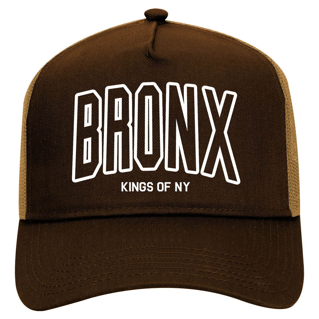 BRONX College Outline Mens Mesh Trucker Hat Brown