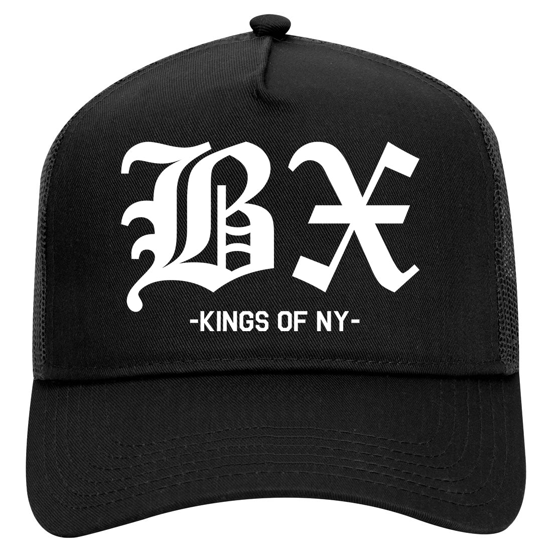 BX Old English Bronx New York Mens Mesh Trucker Hat Black
