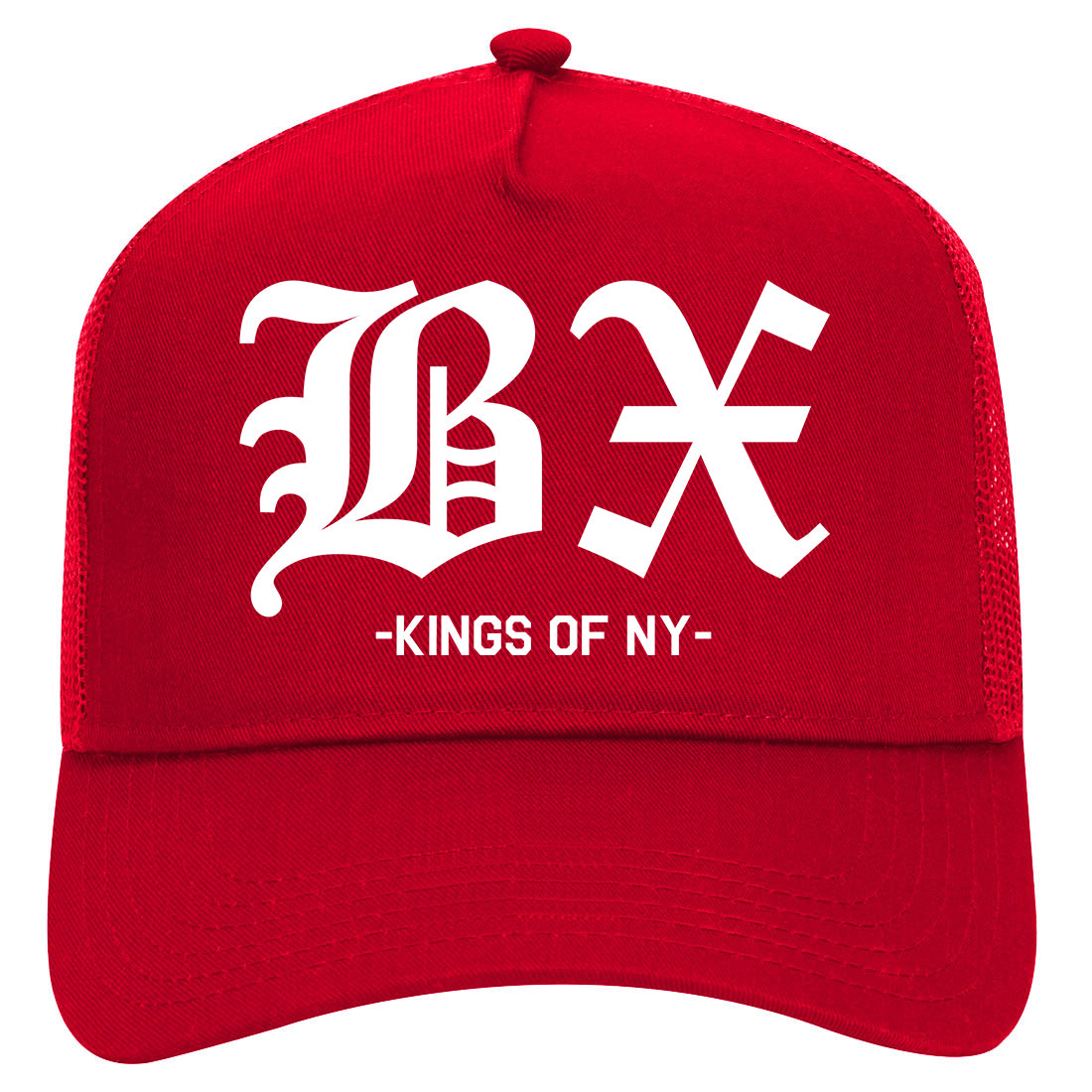 BX Old English Bronx New York Mens Mesh Trucker Hat Red