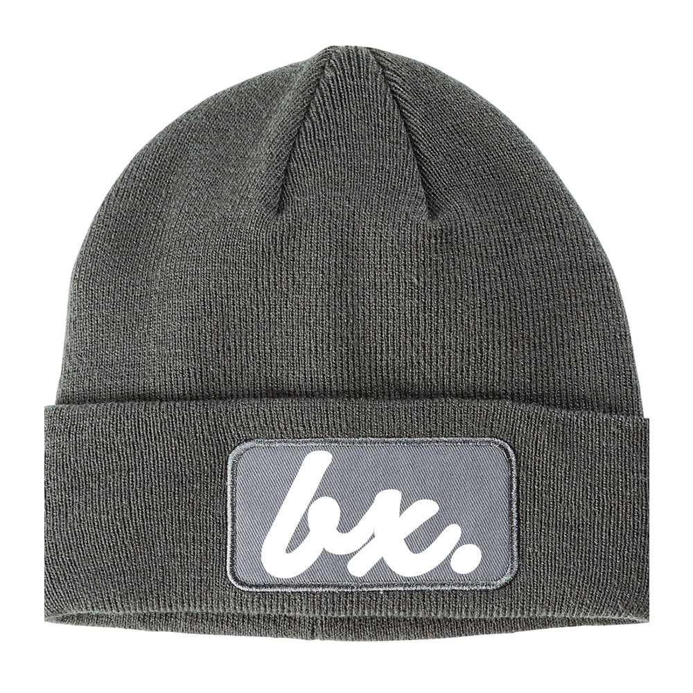 BX Script The Bronx NY Winter Knit Adult Beanie Hat Grey
