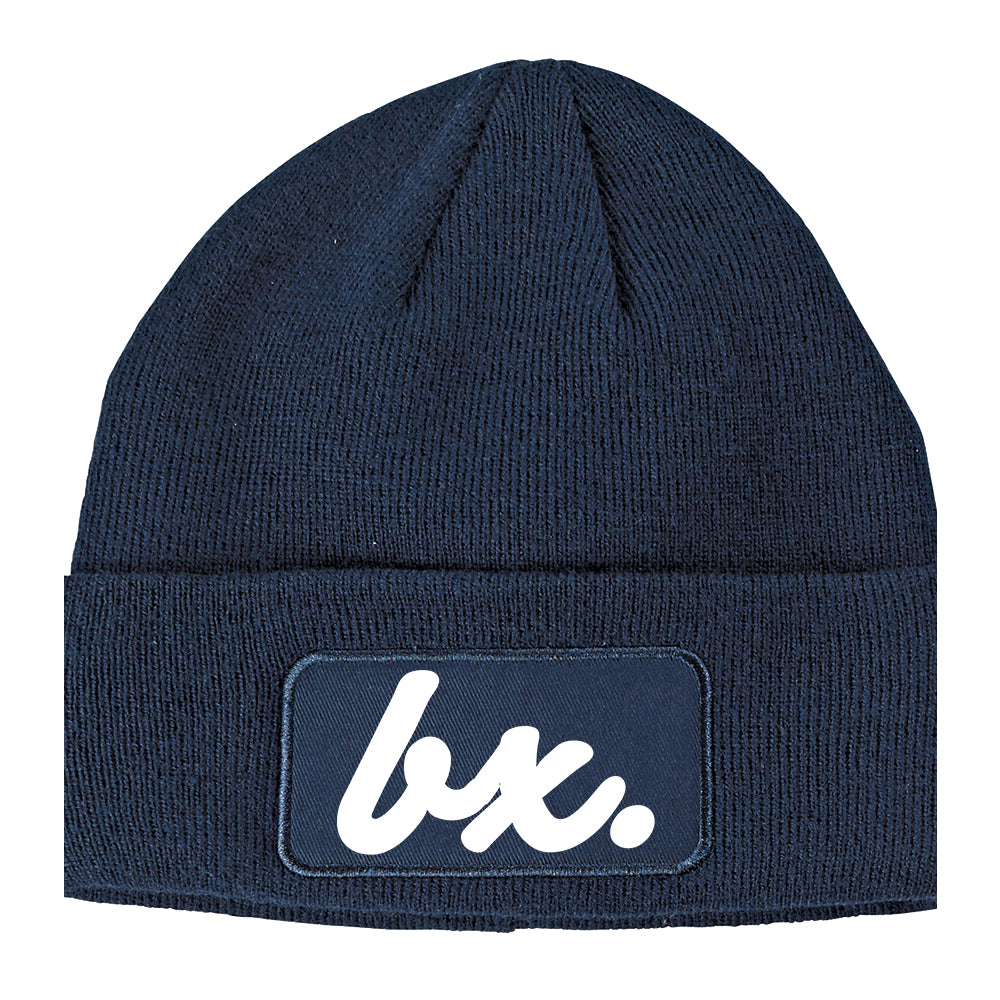 BX Script The Bronx NY Winter Knit Adult Beanie Hat Navy Blue