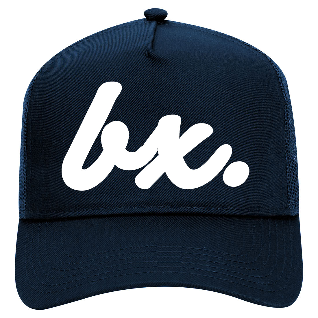 BX Script The Bronx NY Mens Mesh Trucker Hat Navy Blue