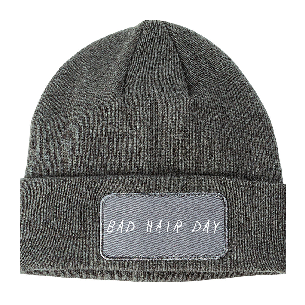 Bad Hair Day Winter Knit Adult Beanie Hat Grey