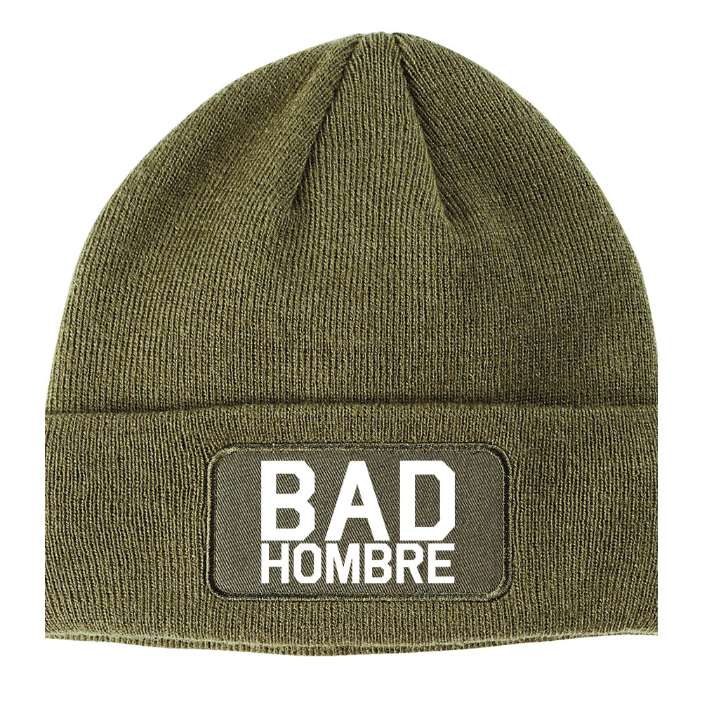 Bad Hombre Funny Winter Knit Adult Beanie Hat Olive Green
