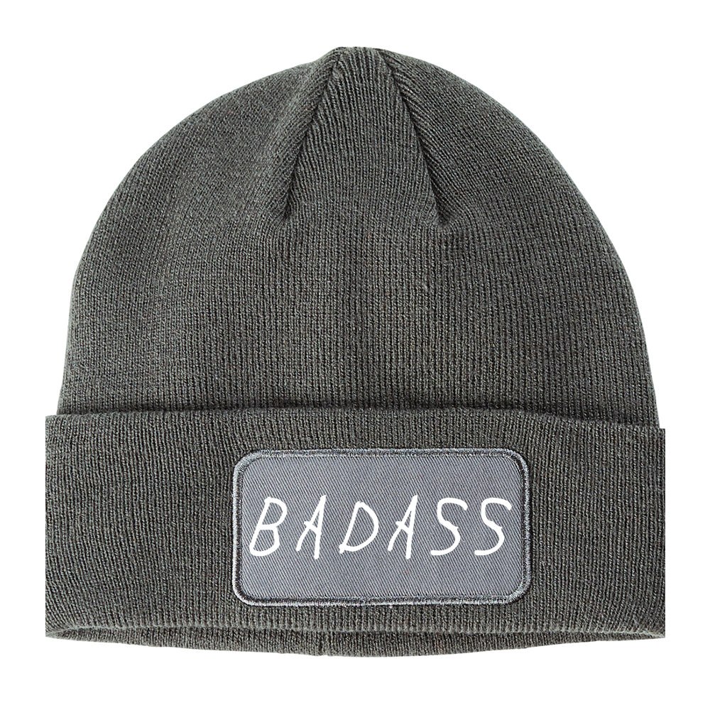 Badass Winter Knit Adult Beanie Hat Grey